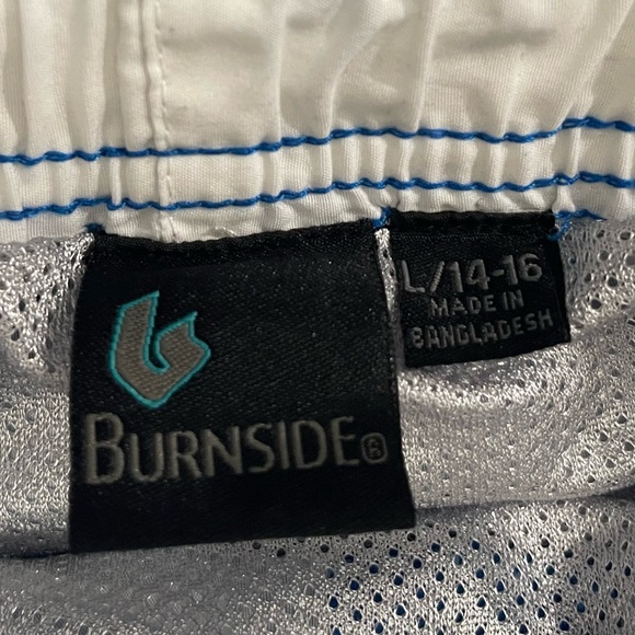 Blue and white burnside swim trunks. Size kids large. - Picture 3 of 4
